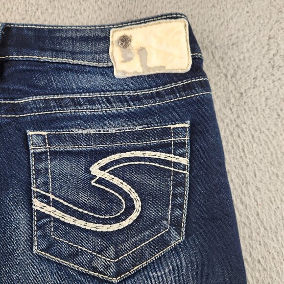 SILVER Jeans Womens Size 26 Aiko Capri Blue Wash Thick Stitch Low Rise Denim - Picture 11 of 11